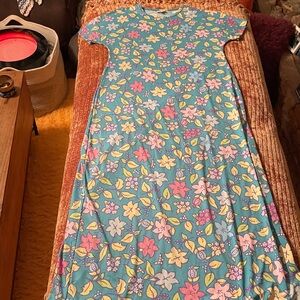 LuLaRoe Floral Maxi Dress - Blue, Pink, Yellow